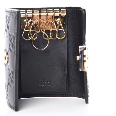 gucci guccissima icon signature 6 key holder case black|GUCCI Guccissima 6 Key Holder Case Black .